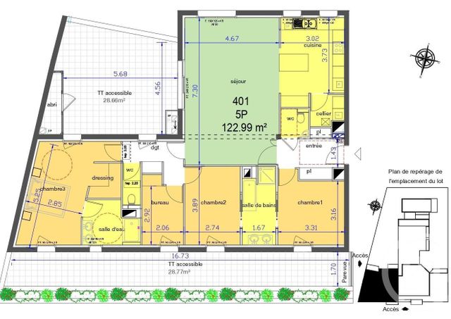 Agrandir la photo Appartement F5 à vendre - 5 pièces - 123,11 m2 - LE MANS - 72 - PAYS-DE-LOIRE
