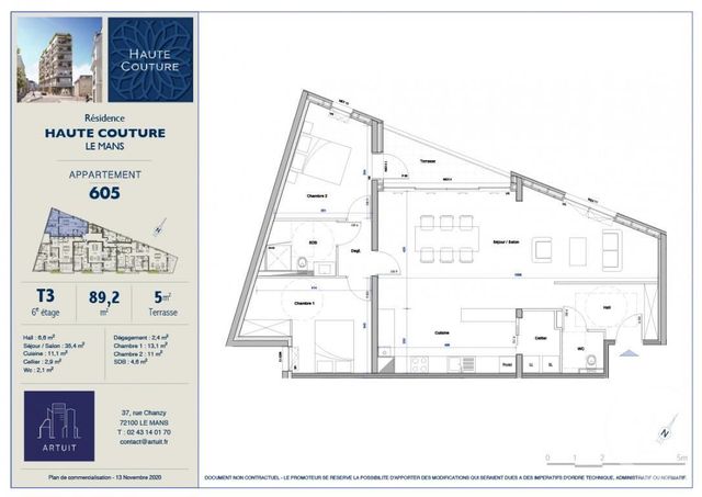 Agrandir la photo Appartement F3 à vendre - 3 pièces - 89,20 m2 - LE MANS - 72 - PAYS-DE-LOIRE