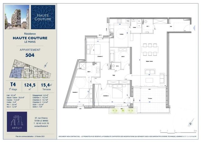 Appartement F3 à vendre - 3 pièces - 124,50 m2 - Le Mans - 72 - PAYS-DE-LOIRE