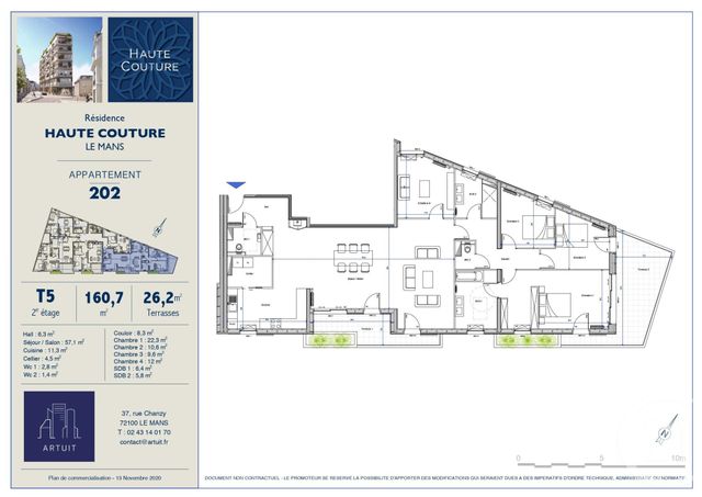 Appartement F5 à vendre - 5 pièces - 160,70 m2 - Le Mans - 72 - PAYS-DE-LOIRE