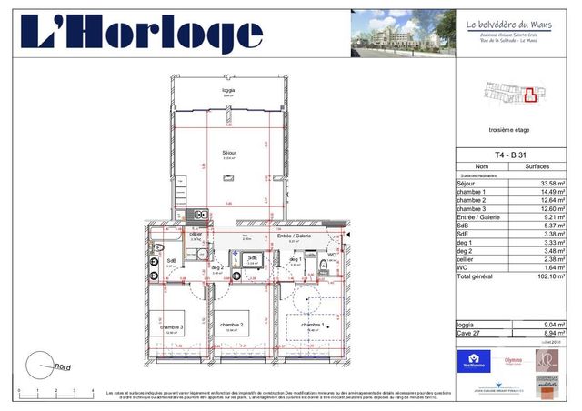 Agrandir la photo Appartement T4 à vendre - 4 pièces - 91,23 m2 - Le Mans - 72 - PAYS-DE-LOIRE