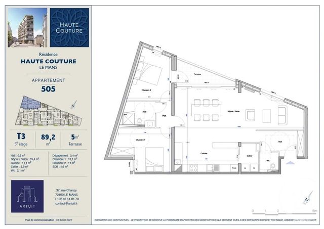 Agrandir la photo Appartement F3 à vendre - 4 pièces - 89,20 m2 - LE MANS - 72 - PAYS-DE-LOIRE