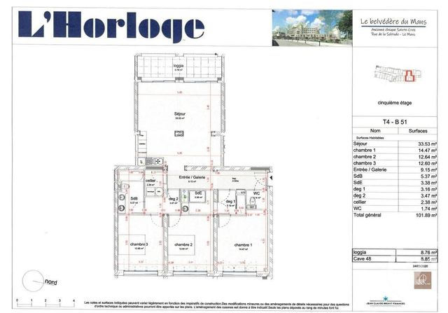 Agrandir la photo Appartement T4 à vendre - 4 pièces - 101,89 m2 - Le Mans - 72 - PAYS-DE-LOIRE