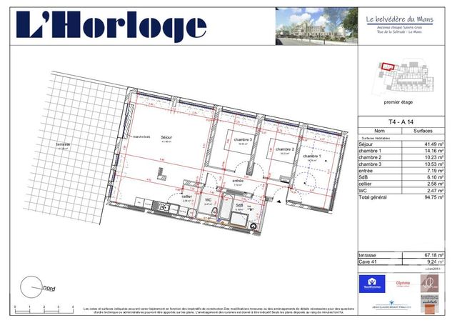 Agrandir la photo Appartement T4 à vendre - 4 pièces - 94,59 m2 - Le Mans - 72 - PAYS-DE-LOIRE