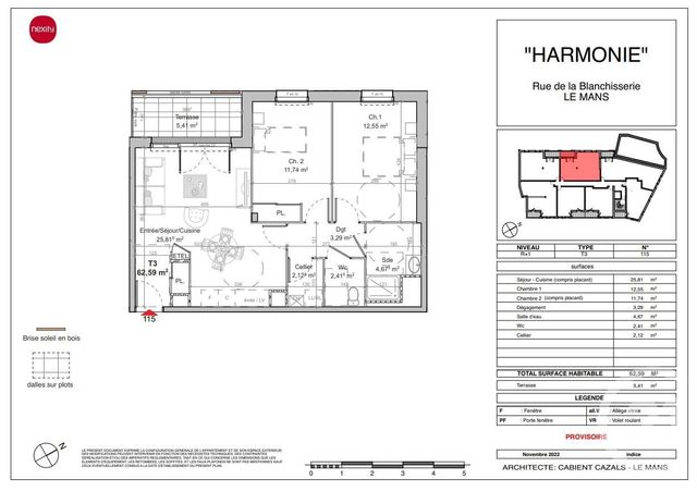 Agrandir la photo Appartement F3 à vendre - 3 pièces - 62,59 m2 - Le Mans - 72 - PAYS-DE-LOIRE