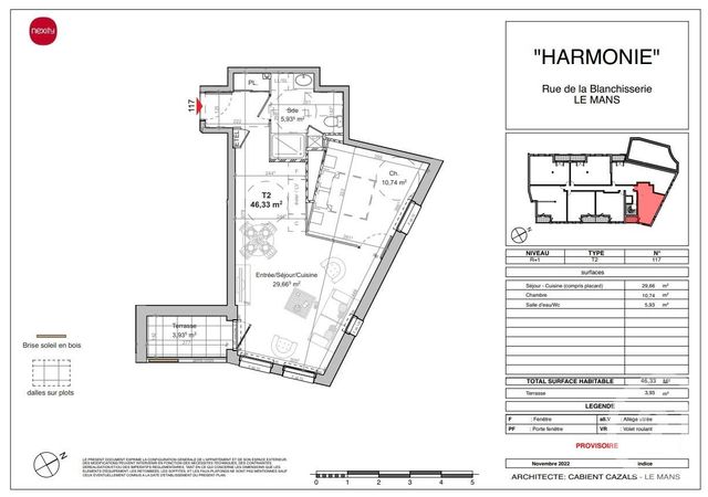 Agrandir la photo Appartement F2 à vendre - 2 pièces - 46,33 m2 - Le Mans - 72 - PAYS-DE-LOIRE