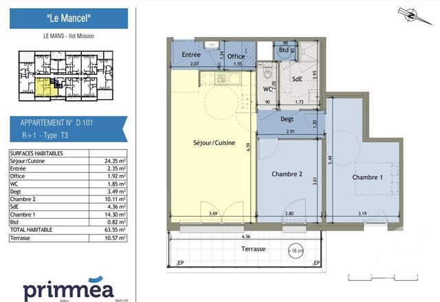 Agrandir la photo Appartement F3 à vendre - 3 pièces - 63,55 m2 - Le Mans - 72 - PAYS-DE-LOIRE