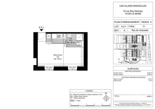 Agrandir la photo Appartement F1 à louer - 1 pièce - 22,55 m2 - Le Mans - 72 - PAYS-DE-LOIRE