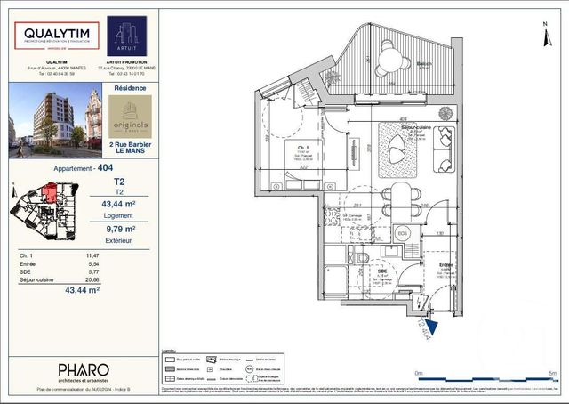 Agrandir la photo Appartement F2 à vendre - 2 pièces - 43,44 m2 - Le Mans - 72 - PAYS-DE-LOIRE