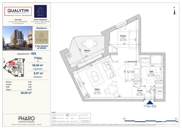Agrandir la photo Appartement F1 à vendre - 1 pièce - 38,58 m2 - Le Mans - 72 - PAYS-DE-LOIRE