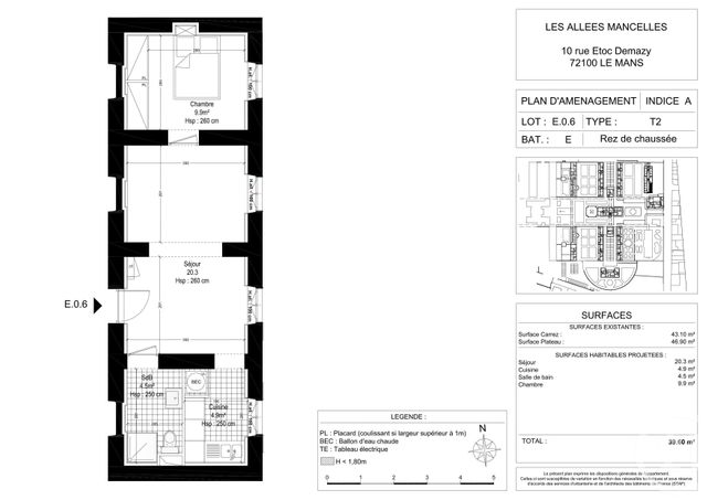 Appartement F2 &agrave; louer - 2 pi&egrave;ces - 39,12 m2 - Le Mans - 72 - PAYS-DE-LOIRE